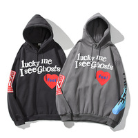 2021 Harajuku Weirdo napis Graffiti bluzy z nadrukiem mężczyźni Lucky Me widzę duchy męskie bluza z kapturem bluza polarowa Streetwear 2